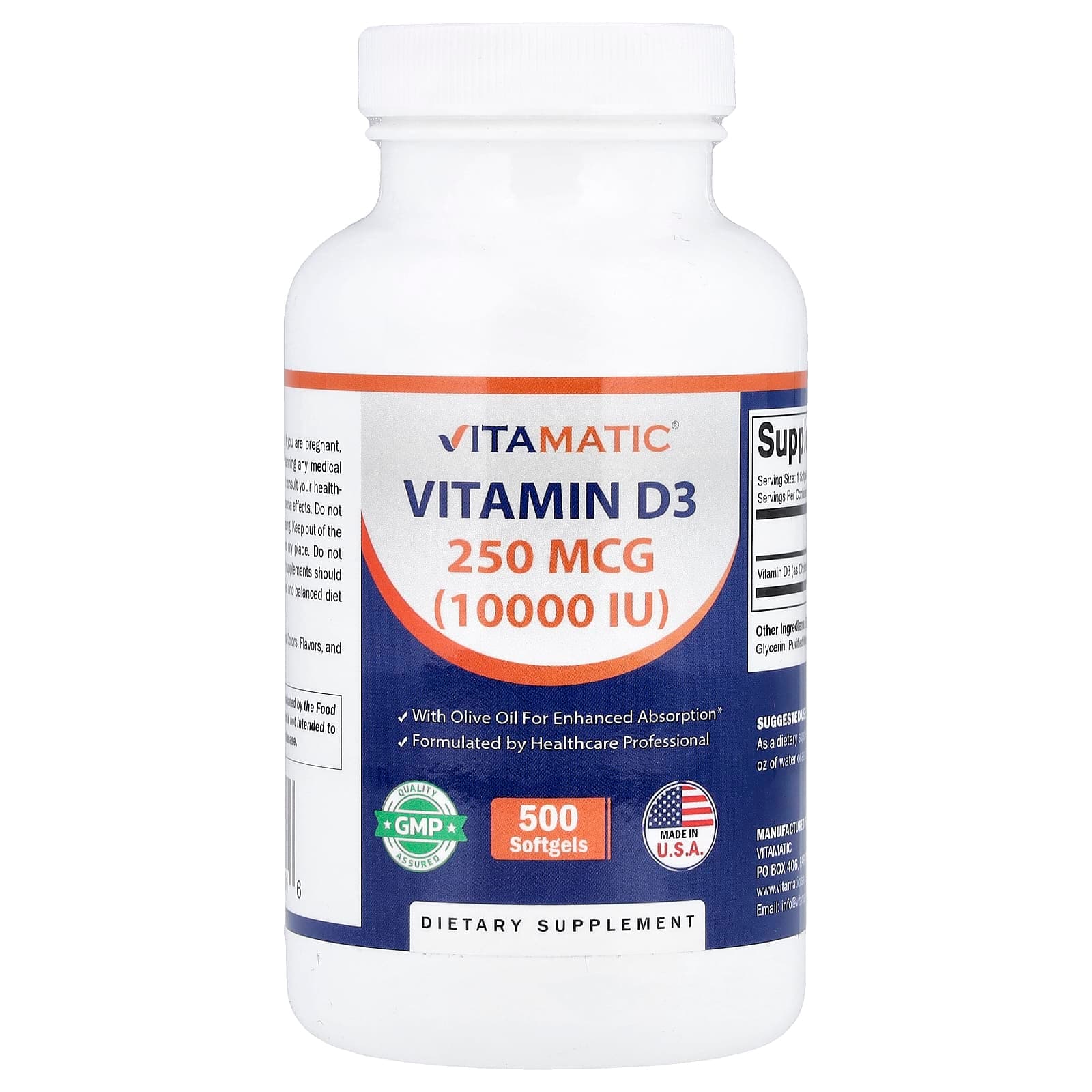 Vitamatic Vitamin D3 – 500 capsules molles de Vitamatic