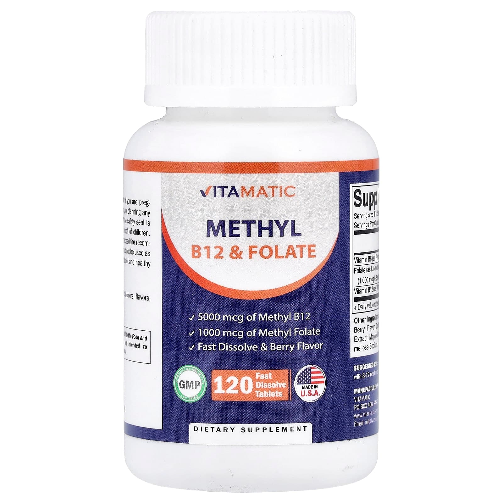 Vitamatic Methyl B12 & Folate, 120 Fast Dissolve Tablets – Berry de Vitamatic