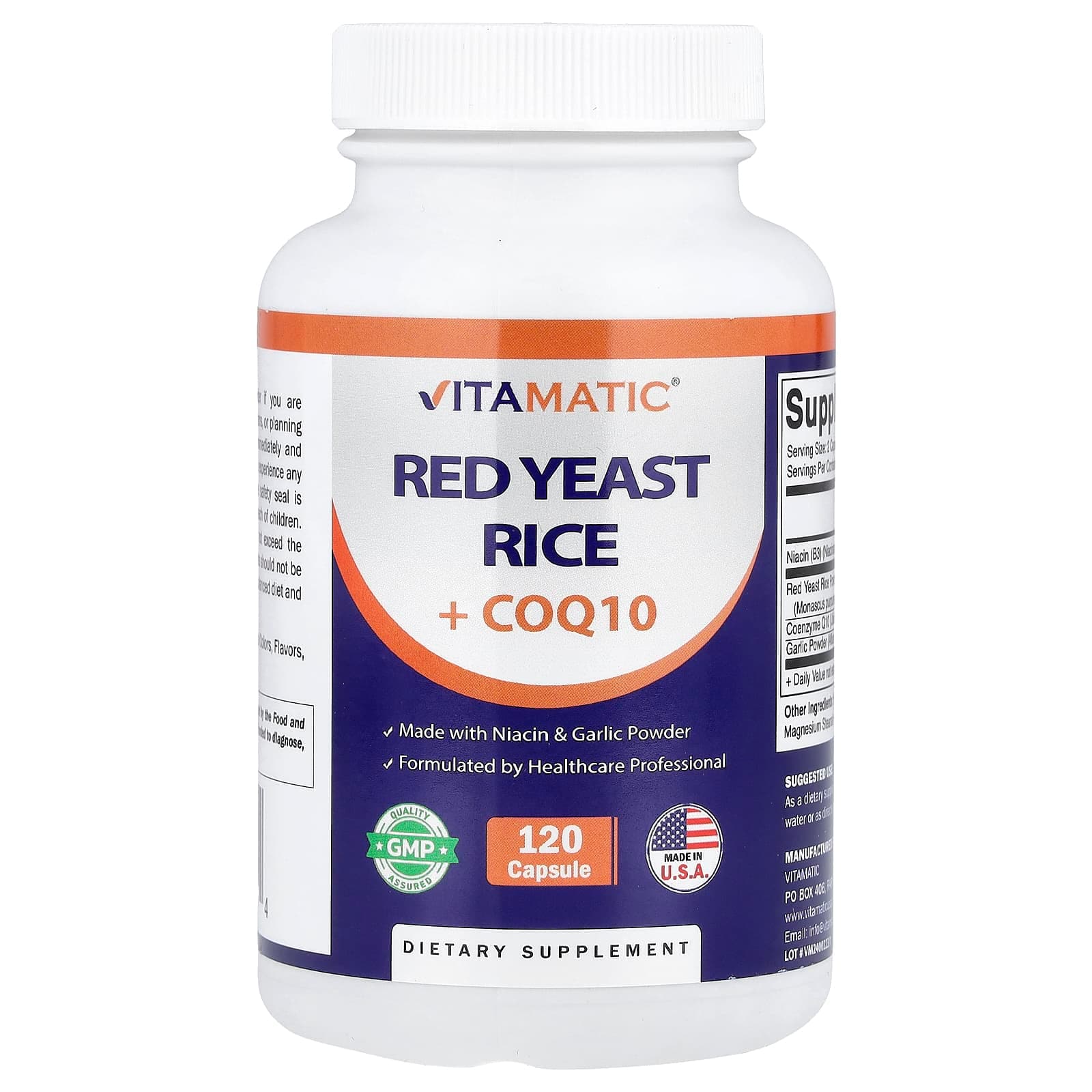 Vitamatic Red Yeast Rice + CoQ10 – 120 gélules de Vitamatic