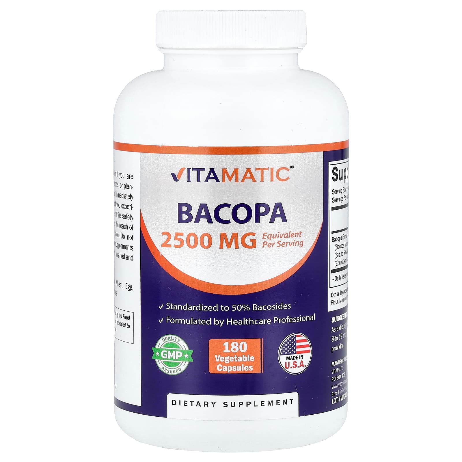 Vitamatic Bacopa, 180 Vegetable Capsules (1, 250 mg per Capsule) de Vitamatic