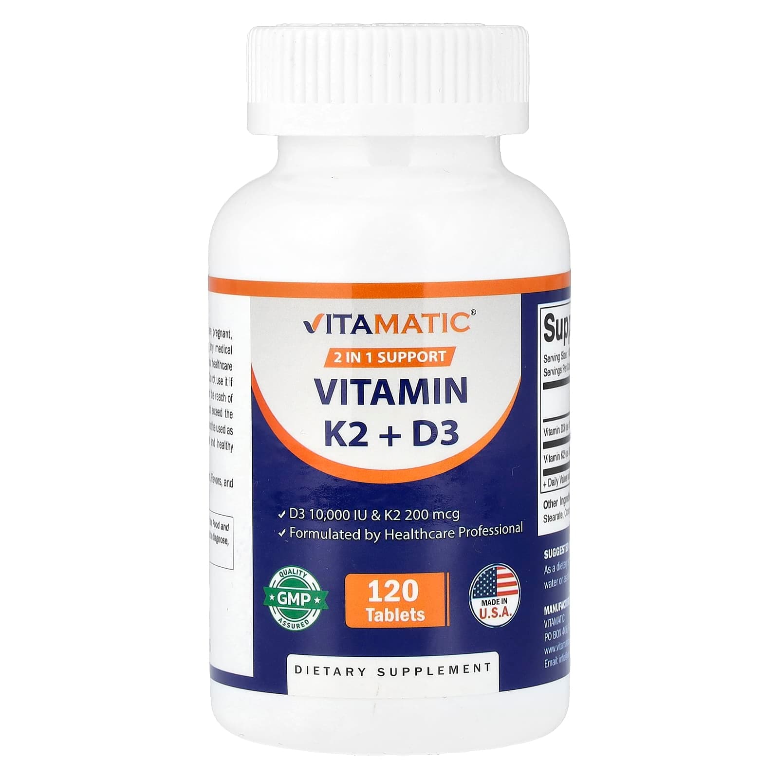 Vitamatic Vitamin K2 + D3 – 120 comprimés de Vitamatic