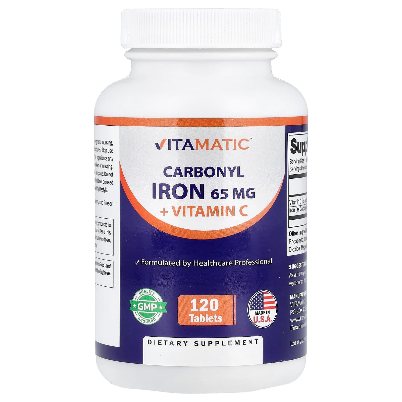 Vitamatic Carbonyl Iron + Vitamin C – 120 comprimés de Vitamatic