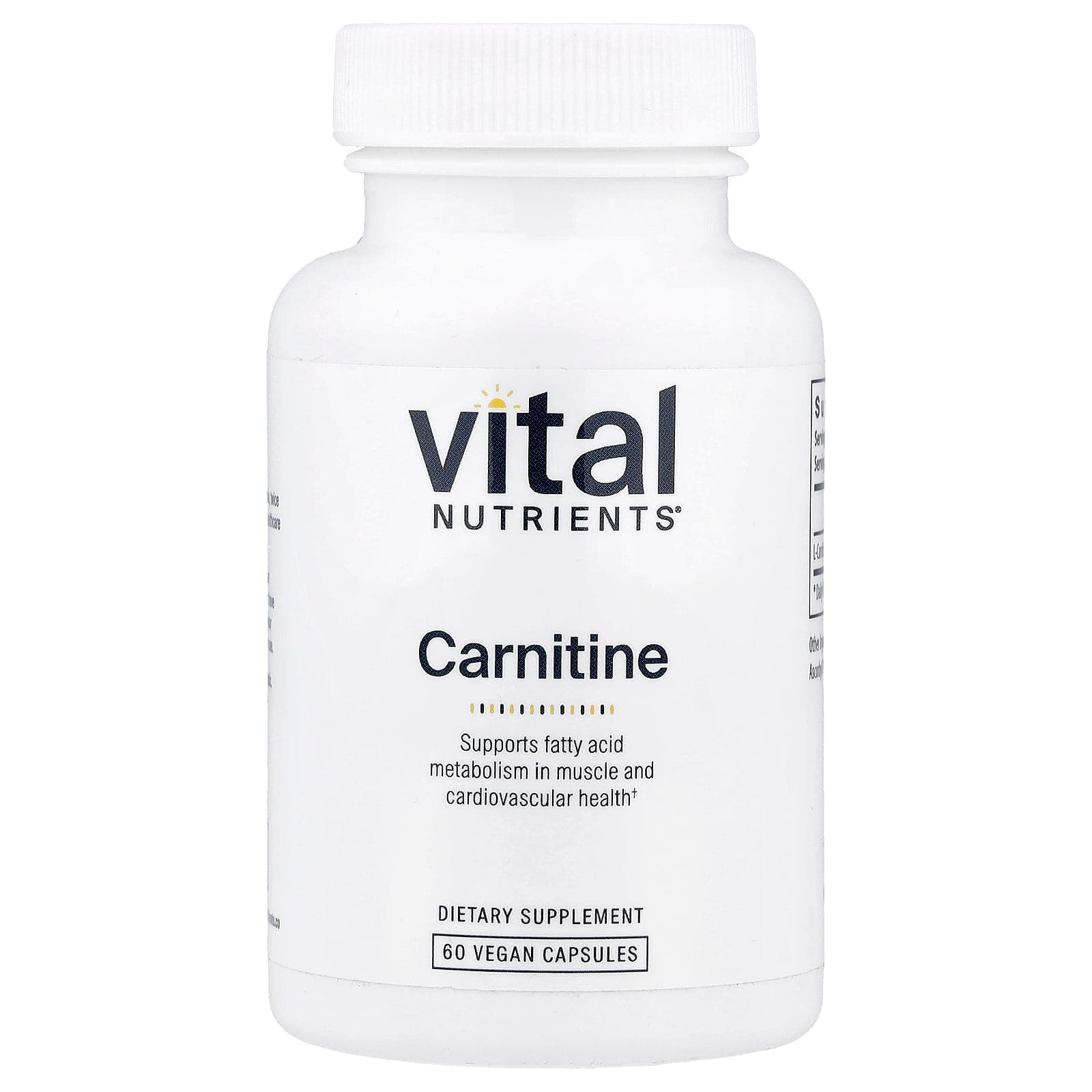 Vital Nutrients Carnitine – 60 gélules véganes de Vital Nutrients