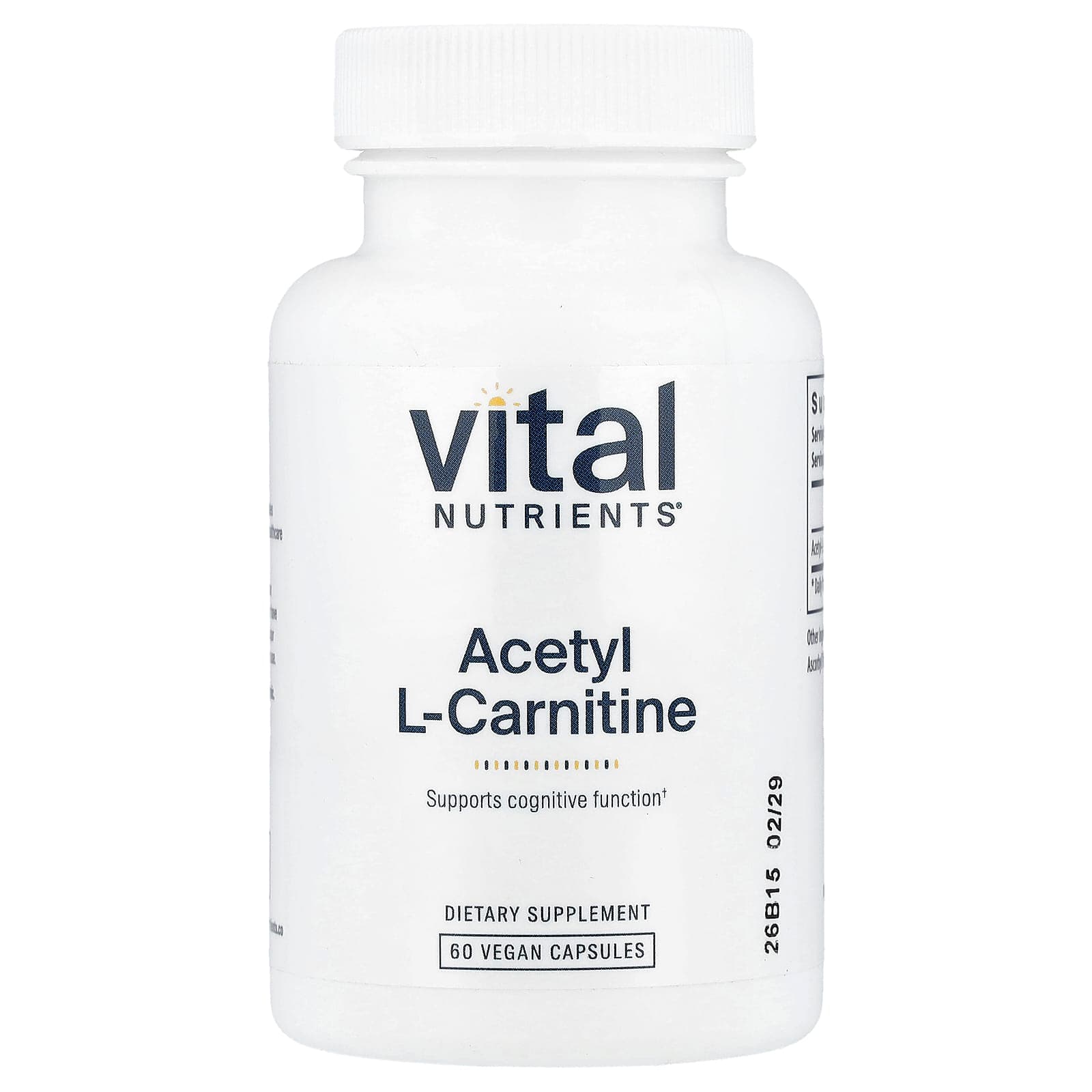 Vital Nutrients Acetyl L-Carnitine – 60 gélules véganes de Vital Nutrients