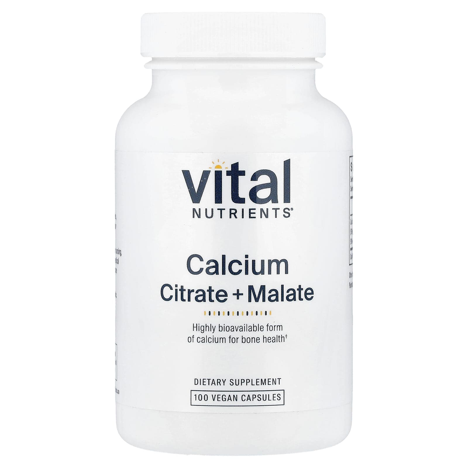 Vital Nutrients Calcium, Citrate + Malate – 100 gélules véganes de Vital Nutrients
