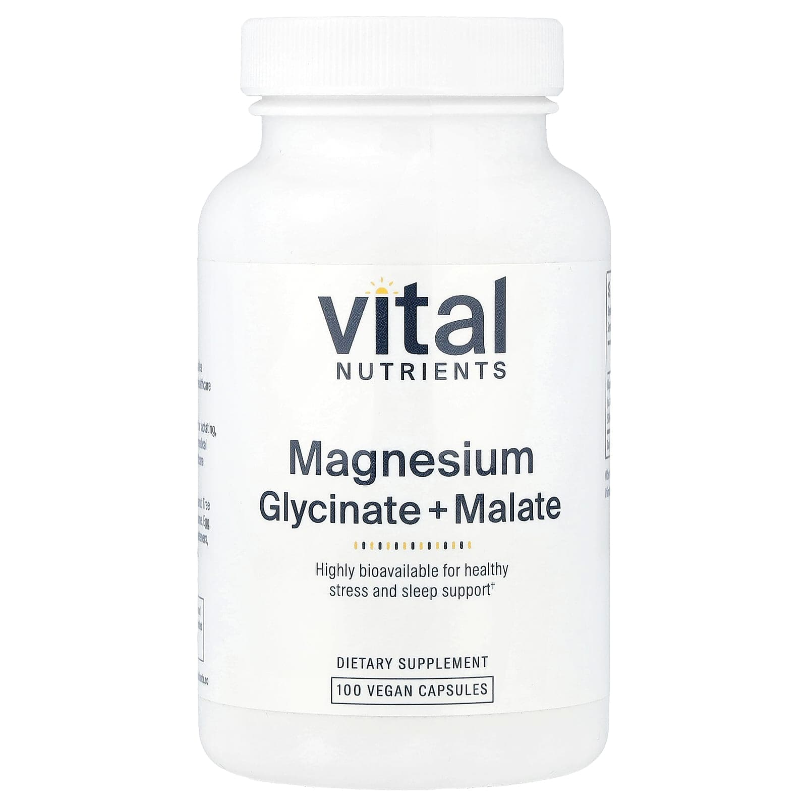 Vital Nutrients Magnesium Glycinate + Malate – 100 gélules véganes de Vital Nutrients