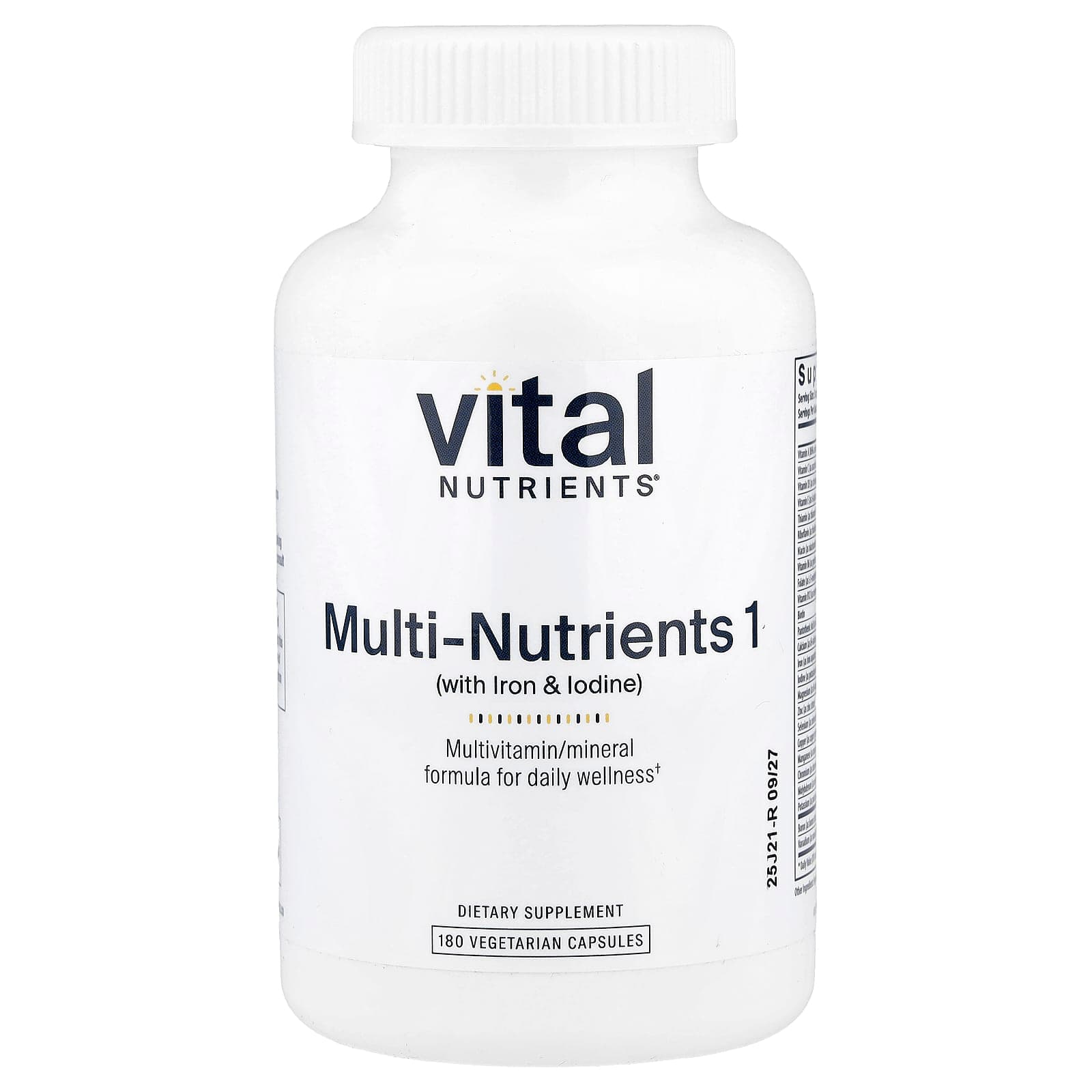Vital Nutrients Multi-Nutrients 1 with Iron & Iodine – 180 gélules végétales de Vital Nutrients