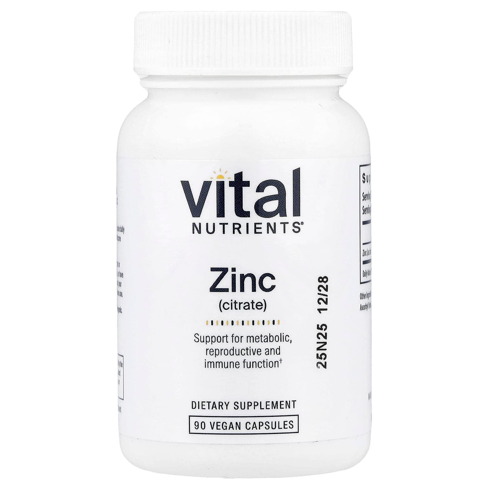 Vital Nutrients Zinc (Citrate) – 90 gélules véganes de Vital Nutrients