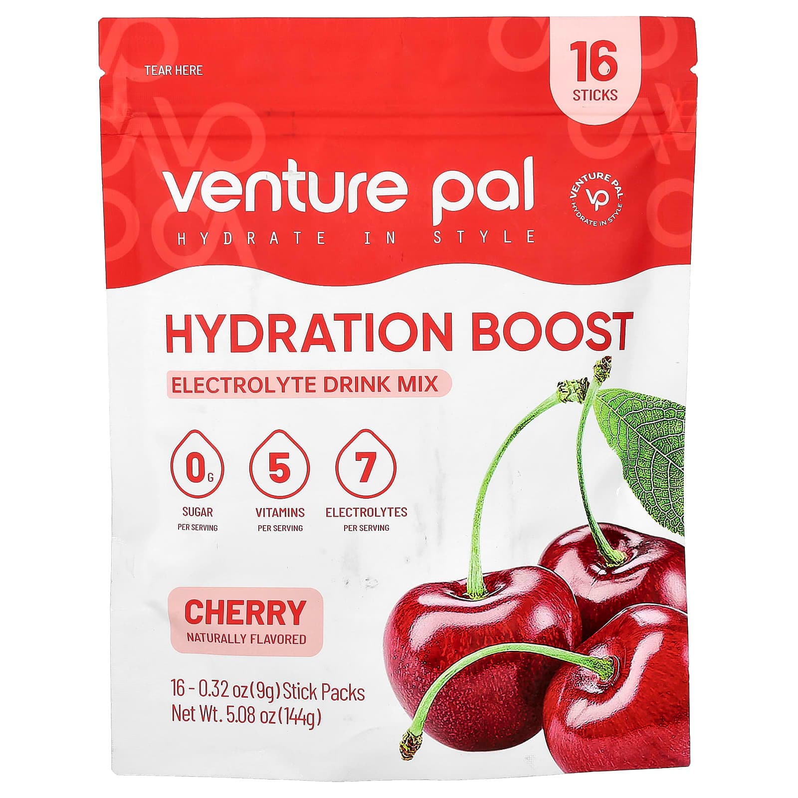 Venture Pal Hydration Boost, Electrolyte Drink Mix – Cherry – 9 g de Venture Pal