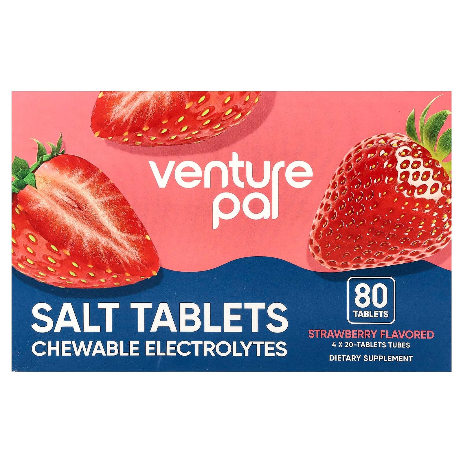 Venture Pal Salt Tablets Chewable Electrolytes – Strawberry – 80 comprimés de Venture Pal