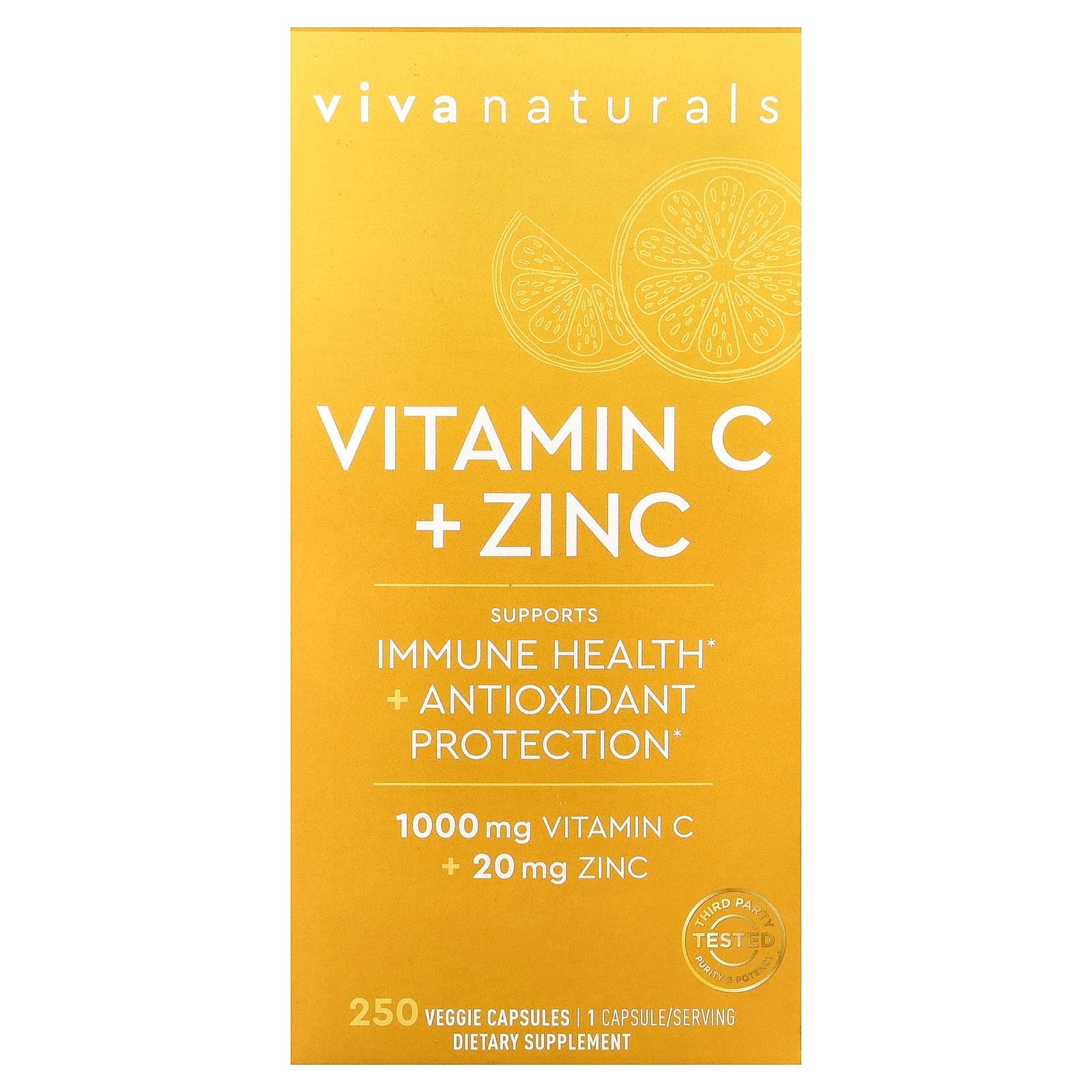 Viva Naturals Vitamin C + Zinc – 250 gélules végétales de Viva Naturals