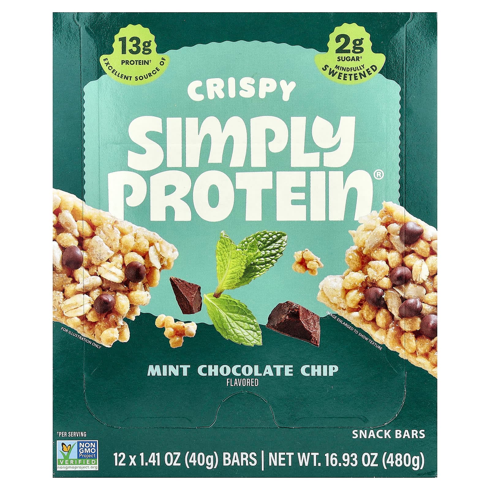Simply Protein Crispy Snack Bars – Mint Chocolate Chip – 40 g de Simply Protein