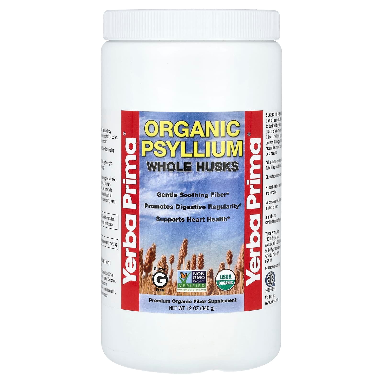 Yerba Prima Organic Psyllium Whole Husks – 340 g de Yerba Prima