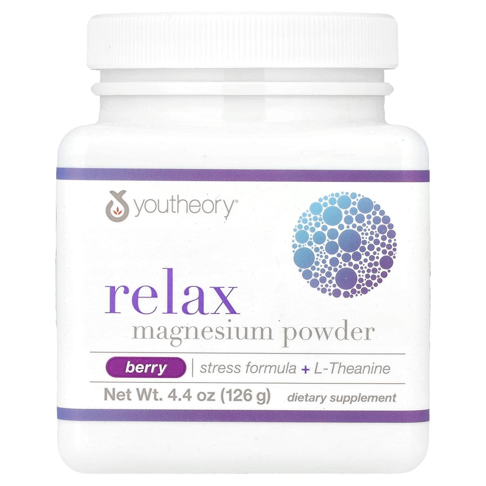 Youtheory Relax, Magnesium Powder – Berry – 126 g de Youtheory
