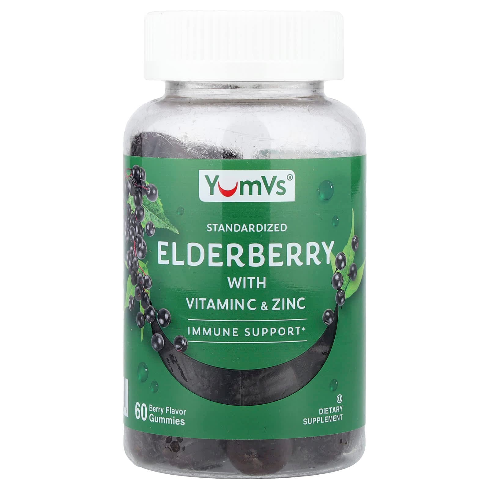 YumVs Elderberry With Vitamin C & Zinc Gummies, Berry – Elderberry With Vitamin C & Zinc Gummies – 60 gommes de YumVs