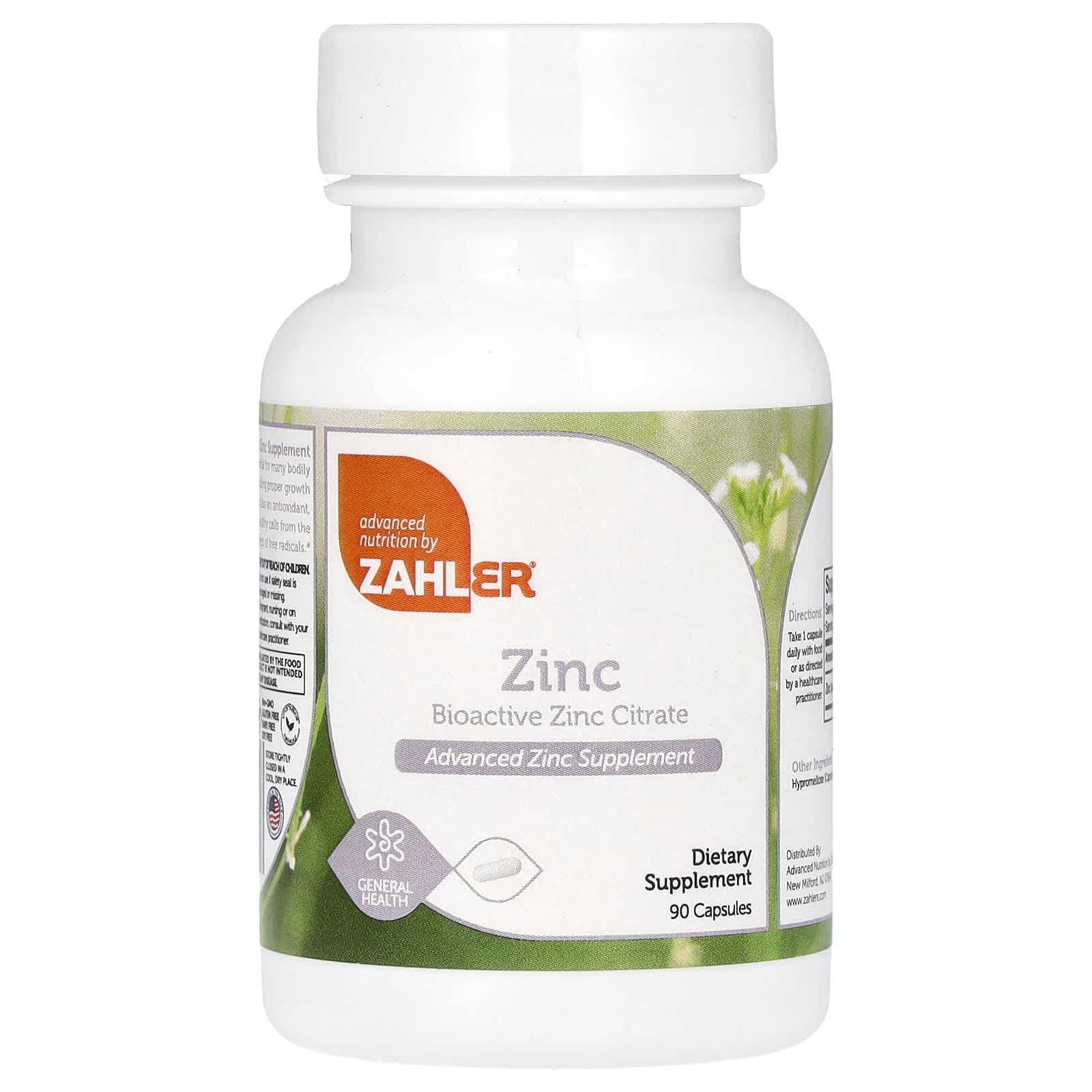 Zahler Zinc, Bioactive Zinc Citrate – 90 gélules de Zahler