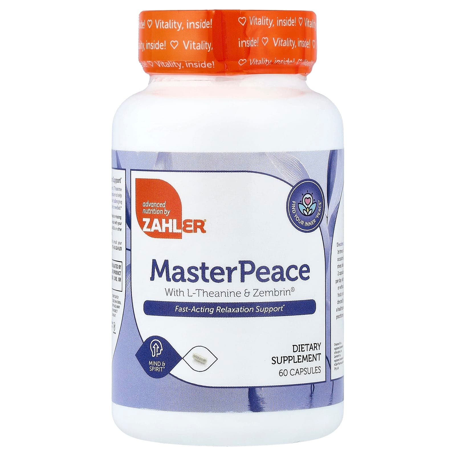 Zahler MasterPeace With L-Theanine & Zembrin – 60 gélules de Zahler