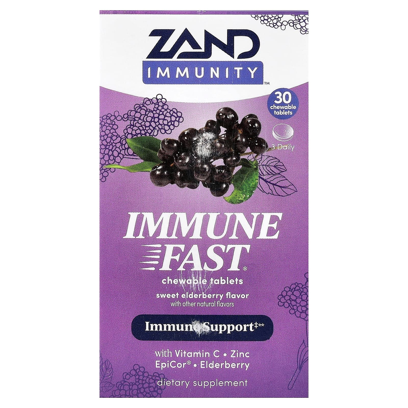 Zand Immunity, Immune Fast, 30 Chewable Tablets – Sweet Elderberry de Zand